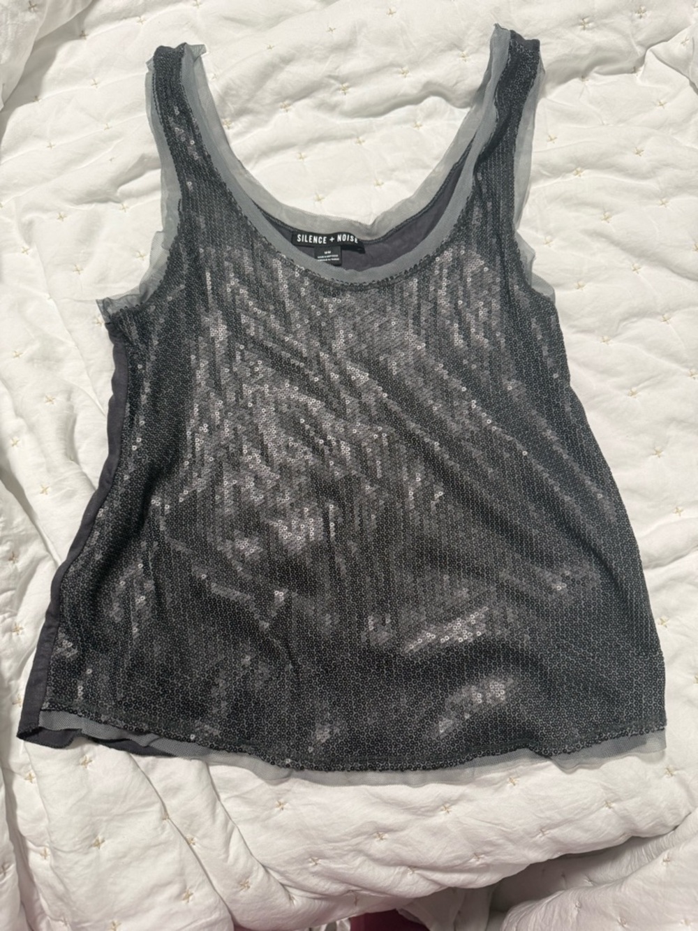 Urban Outfitters Silence + Noise Charcoal Sequin Tank Top